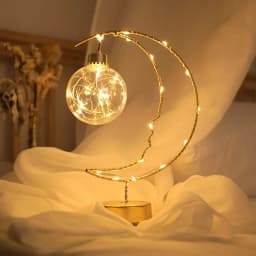GGbingLED Light Moon Shape Design Home Decoration Star Light Indoor Ornament Small LED Night Lamp Heart Iron Material for Gift