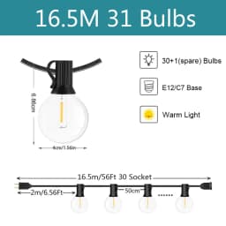 G40 String Lights Outdoor LED Festoon Fairy Patio Rope Garland Lamp Wedding Street Camping Garden Party Decoration Lights