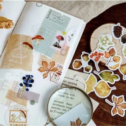 46pcs Autumn Fallen Leaves Plant Paper Mini Cute Box Stickers Set for Scrapbooking Journal Stationery Cute Flakes Diary Accessor