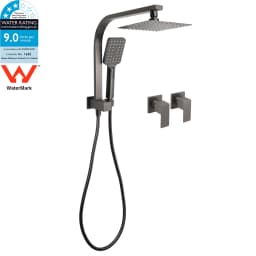 **Sydney Stock** KYLINS 2 In 1 Shower Head Set Round 8/10/12/16'' Rainfall Head Gooseneck Arm Mixer Taps Set Gun Metal Grey WELS