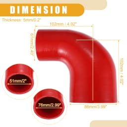 UXCELL 51mm ID to 63mm ID 51mm ID to 76mm ID Universal 90 Degree Elbow Silicone Hose Coupler Turbo Intercooler Intake Piping