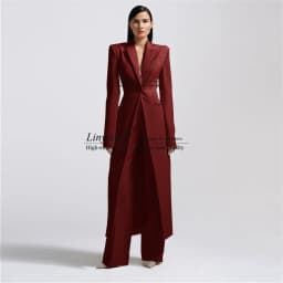 Women's Long Suit 2-Pieces Jacket+Pants Slim Fit 1 Button High Street Luxury Womens Clothing Pant Set tailleur femm Customized