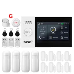 PGST WiFi 4G GSM Alarm System Works with TUYA Smart Life for Home Security with PIR Wireless Solar Siren Works with Aleax