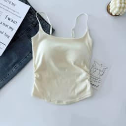 Sweet Sleeveless Suspender Vest Slim With Padded Cups Fitted Tops Underwear Short Vest Sports Activities