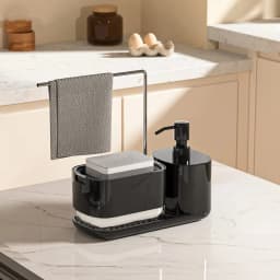 Dual Soap Dispenser with Sponge And Dishcloth Holder Kitchen Hand Dish Soap Dispenser with Tray Multi-Functional Kitchen Soap