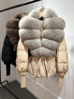 Janveny Large Real Natural Fox Fur Collar 90% White Duck Down Jacket Women 2026 Winter Puffer Coat Female Parkas Waterproof