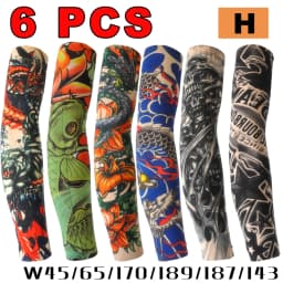6pcs Men Long Summer Tattoo Sleeves Seamless Armguard Sun Protection Cover Outdoor Gloves Driving Ice Silk Women Arm Sleeves