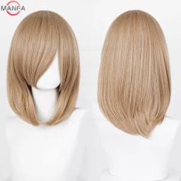 40cm Medium Basic Anime Cosplay Wig Bang Blond Black White Red Pink Green Brown Gold Blue Heat Resistant Synthetic Hair Wigs