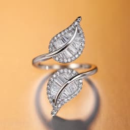 Exquisite Leaf-Shaped Zircon Open Ring Shiny Crystal CZ Engagement Rings Wedding Party Daily Wear Jewelry Gift for Women