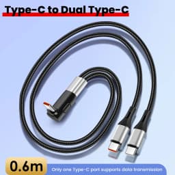 6A USB to Type c Fast Charge Cable 2-in-1 Mobile Phone Charging Cable Dual Type-C Fast Charge Cable for iphone 15 16 Samsung