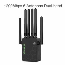 300/1200Mbps WiFi Range Extender, 2.4G/5G Booster 6 Antenna Repeater Amplifier,Signal Amplifier Wireless Range Booster