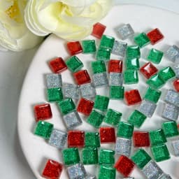 Mosaic Tiles for Crafts Blue Shine Assorted Color 50pcs Glass Glitter Mosaic Supplies Pieces Bulk Square Shape Home Decoration