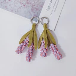 Multi-color Purple Pu Leather Flower Pendant Hanger Lavender Pu Flower Keychain Weave Fashion Bag Charm Car Keyring
