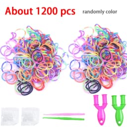600-1500pcs+ Colorful Loom Bands Set Candy Color Bracelet Making Kit DIY Rubber Band Woven Bracelet Kit Girls Craft Toys Gifts