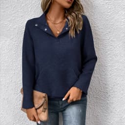 Casual Long Sleeve Hoodie Regular Fit Simple Style with Pocket Stand Collar Thin Regular Length Pullover Colorblock Women Hoodie