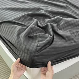 High Quality Striped Embossed Fitted Sheet 1Pc- Microfiber Soft Touch,Breathable Wrinkle Free Anti-Slip, Solid Color Multi-Sizes