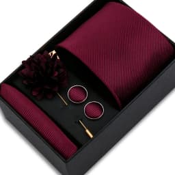 Top Quality Solid Color Ties Hanky Cufflinks Brooch Set Elegant Jacquard Necktie For Men Business Wedding In Gift Box Gravatas