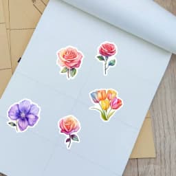 500Pcs/ 1 Rolls 2.5cm/1inch Beautiful Flowers Sticker Decoration Gift Box Sticker Label Stationery Sticker