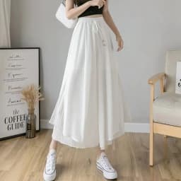 High Waist Wide Leg Pants Women's Summer Thin Ice Silk Straight Cut Slimming Drapey Floral Embroidery Loose Fit Casual Trousers