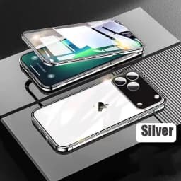 OUIO 360 ° Full Protection Metal Magnetic Double-Sided Glass Snap Lock Phone Case For IPhone 17 Pro Max 17 Air Pro Bumper Cover