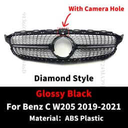 GT Diamond Front Bumper Grille For Mercedes W205 Grill C205 S205 Benz C 2014-2021 C200 C260 C180 C250 C300 Coupe AMG Tuning