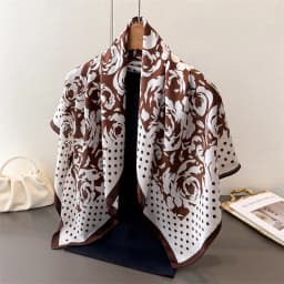 New cartoon emulated silk printed silk scarf shawl neck protection scarf decorative luxury women's scarf