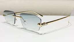Classic Frameless Small Frame Fashion Sunglasses Metal Polygonal Cheetah Sunglasses High-End Luxury Retro Sunglasses Women UV400