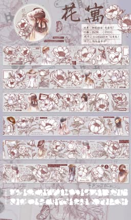 Taoyao Light Retro Pink and White Big Flower Washi PET Journal Sticker Goo Card Tape