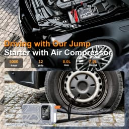 PAIVIROKU 5-in-1 Jump Starter with Air Pump 5000APeak Starter 150PSI Digital Tire Inflator Car Battery Jump Starter Power Bank