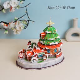 Larger Size Christmas House Train Model 3D Puzzle Kindergarten Early Educational DIY Handmade Paper Card Jigsaw for Kids Gift