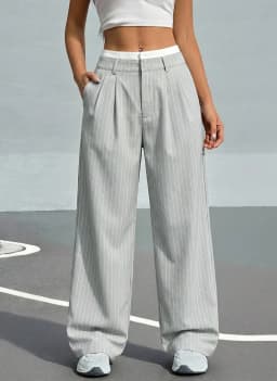 Women Stripes Printed Full Length Pants Trousers High Waist Fashion Casual Y2K Pants Loose Wide Leg