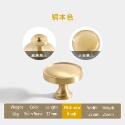 Pure Copper French Gold Wardrobe Handle Solid  Brass Cabinet Door Handle American Cabinet Door Drawer Gold Handle Brass