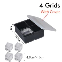 Ice Cube Tray Silicone Ice Mold Large Ice Cube Mold Square Ice Cube Maker Ice Cube Tray 4/6/8 Grid for Whiskey Cocktail Ice Mold