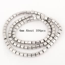 Natural Silver Color Hematite Stone Cylinder Irregular Loose Round Beads For DIY Jewelry Making Bracelet Earring Accessories