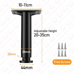 KAK Black Furniture Legs Adjustable Bed Beam Support Foot Sofa Table Feet Replacement Plastic Steel Heavy Duty Bed Hardware