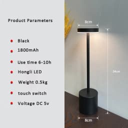 LED Table Lamp Hotel Wireless Rechargeable Desk Lamp Touch Switch Table Lamp Metal Retrolight for Bedroom Living Room Restaurant