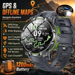 New Upgrade GPS Offline Map Position Smart Watch 1200mAh Battery IPX8 Swim Heart Rate 1.46”AMOLED Screen Men Women Fitness Watch