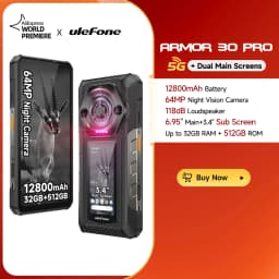 Ulefone Armor 30 Pro 5G Rugged Phone Android 14 Smartphone 6.95" 120Hz 32GB+512GB 12800mAh Night Camera 64MP NFC