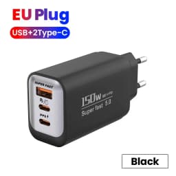 150W Fast Charging 3 Ports Mobile Phone Charger QC3.0 USB Type C Chargers Dual PD USB Wall Adapter EU/US Plug for iPhone Samsung