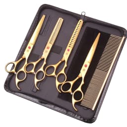 Purple Dragon Pet Scissors 7'' Stainless Dog Groomming Scissors Kit Straight Shears Thinning Shears Chunker Curved Shears Z3003