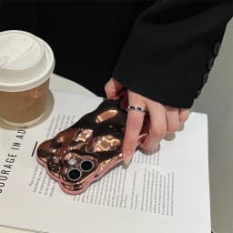 Glossy Wrinkle Plating Wave Border Case for iPhone 16 15 17 Pro Max Air Plus 11 12 13 14 Meteorite Pattern Soft Silicone Cover