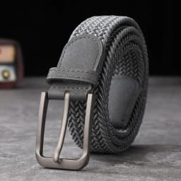 Non-perforated, non-perforated, men's and women's woven belts, elastic elastic canvas belts, women's Korean version, versatile s