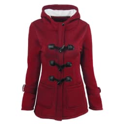Long Cotton Jacket Women's Winter Coat Warm Overcoat Thickened Fleece Lined Slim Fit Hooded Button Front Closure Ladies Coat