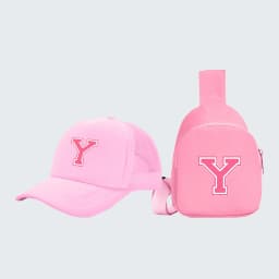 2pcs children's 26-letter printed truck driver hat and chest bag set, lightweight all-in-one visor, suitable for girls' daily