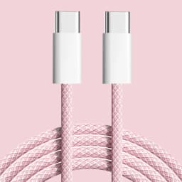 60W USB C to USB C Cable Fast Charging, White Braided PD Charger Cord for iPhone 15 16, iPad, MacBook, Samsung