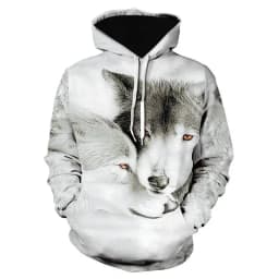 Black and White Wolf Print 3D Men's Hoodies Fashion Animal Pattern Women's Sweatshirts Leisure Essentials Pullover Jackets Coat