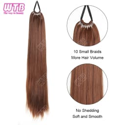 WTB Synthetic Braided Wig 24 Inch Corn Perm Curly Hair Ponytail Braided Wig Daily Wear Curly Ponytail