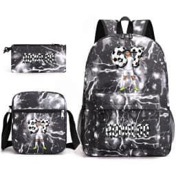 Cr7 Ronaldo 67 Print School Backpack Set with Shoulder Bag & Pencil Case for Teens Kids Lightweight Daypack