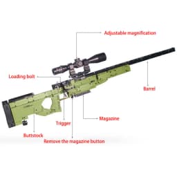 2 Creative AWM Sniper Rifle Barrett AKM Building Blocks, M24 Military Ornaments Series Modle Set Boy Adult Toys Birthday Gifts