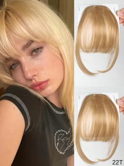 Thin Blunt Bangs Clip-On Synthetic Hair Extension Natural Looking Instant Hairstyle Quick Style Hairpiece Daily & Party